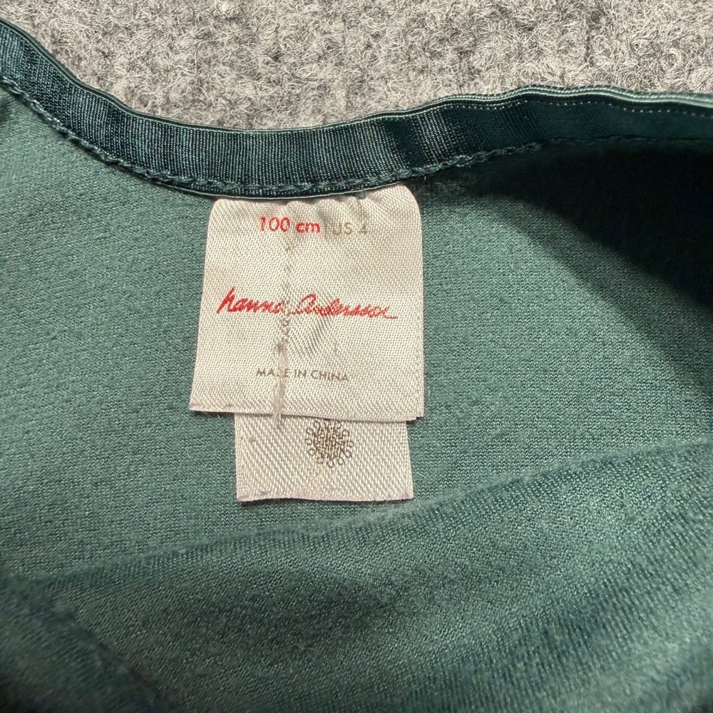 HANNA ANDERSSON Girls Green Velvet Long Sleeve Dress Pockets Size 4 100cm - Picture 3 of 7